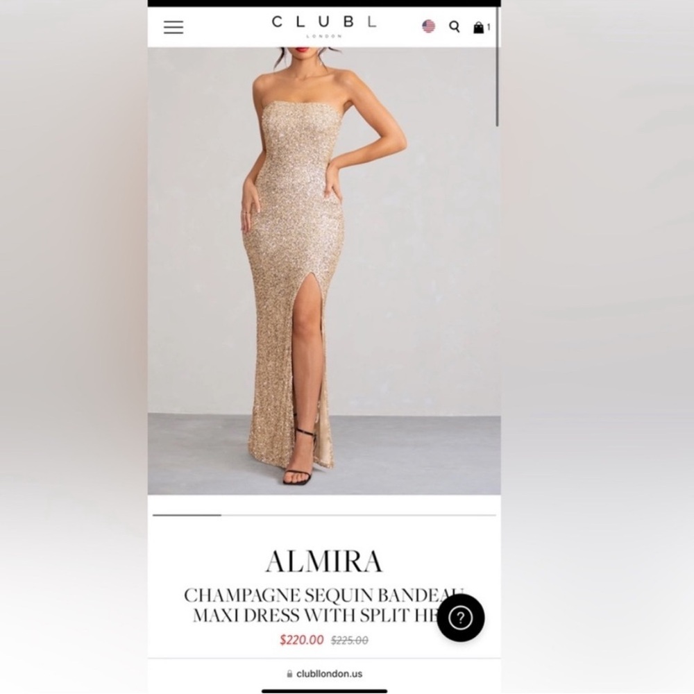 Champagne Sequin Bandeau Maxi Dress